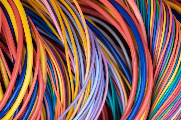 Electrical Wiring Solutions Colorful Cable Closeup — Stock Photo, Image