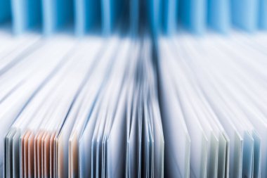 Macro view of open book with bookmarks