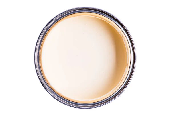 Otevřená Barva Plechovky Slonovina Barva Horní Pohled Izolované Bílém Pozadí — Stock fotografie