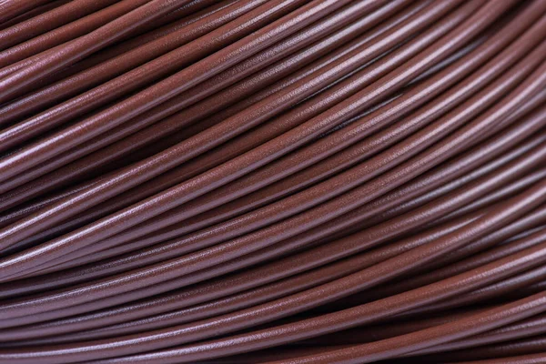 Roll Brown Electric Cable Close Background — Stock fotografie
