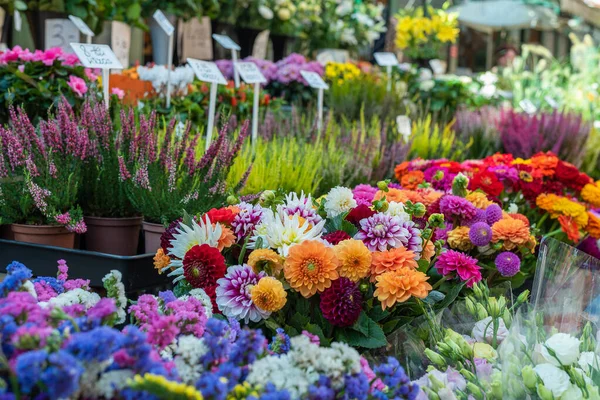 Bouquets Coloridos Flores Mercado Rua — Fotografia de Stock