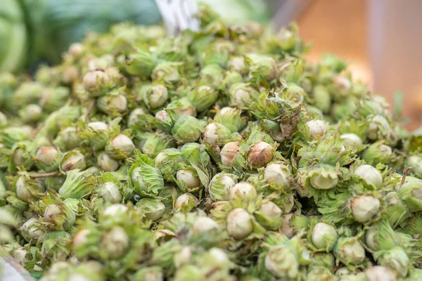 Nocciola Sul Mercato Strada Primo Piano — Foto Stock