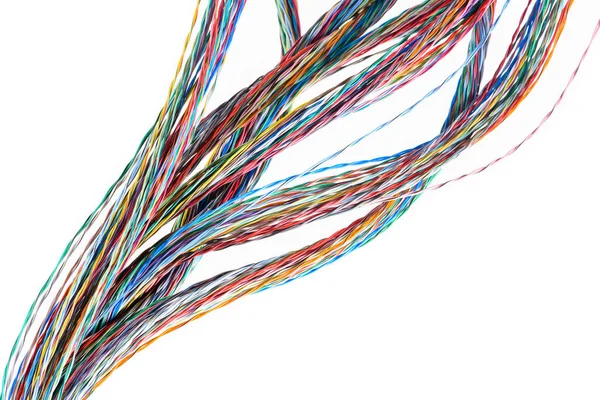 Elektrische Kabel Telekommunikationsnetz Isoliert Auf Weißem Hintergrund — Stockfoto
