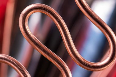 Dalgalı Soyut Çizgi Bakır Kablo Yakın plan