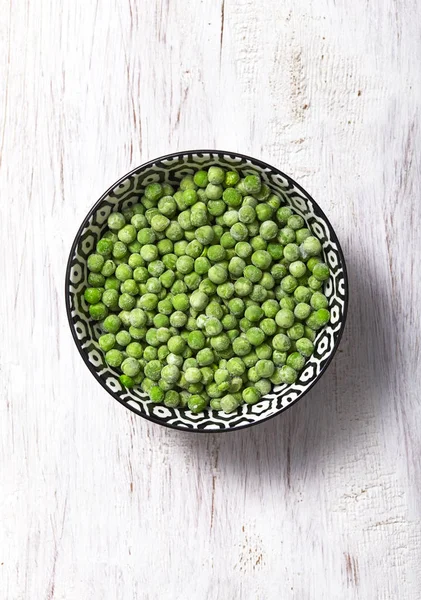 Groene bevroren erwten. Bovenaanzicht. — Stockfoto