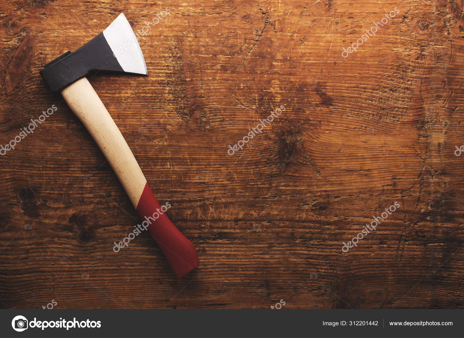 New Axe Wooden Table Background Stock Photo by ©korovin 312201442