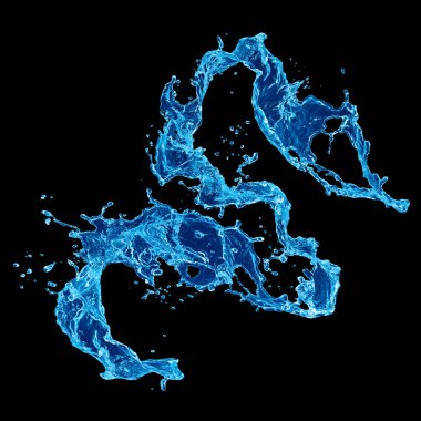 Açık mavi su sıçraması siyah arkaplanda izole edildi