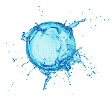 blue water splash isolated on white background clipart