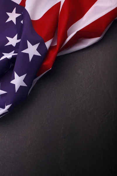 Bandeira Americana Fundo Escuro Dia Comemorativo Dos Eua — Fotografia de Stock