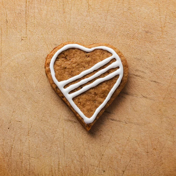 Corazón Galleta Fondo Madera —  Fotos de Stock