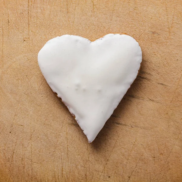 Heart Cookie Wooden Background — Stock Photo, Image