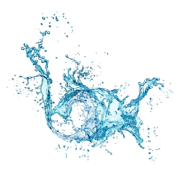 Blaues Wasser Spritzt Isoliert Auf Weißem Hintergrund — Stockfoto