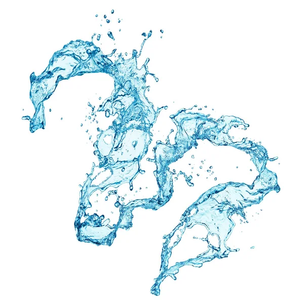 Niebieska Woda Splash Izolowane Białym Tle — Zdjęcie stockowe