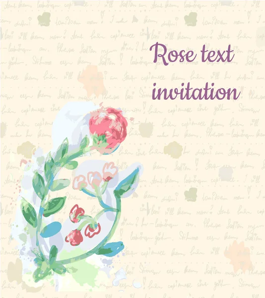 Retro Hintergrund Mit Rose Und Handgeschriebenem Papier Für Die Einladung — Stockvektor