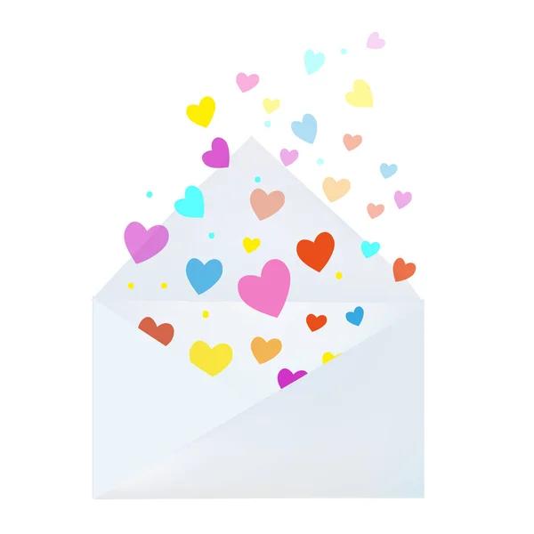 Любовное Письмо Конвертом Сердечками Открытка Дню Святого Валентина Векторная Графика — стоковый вектор