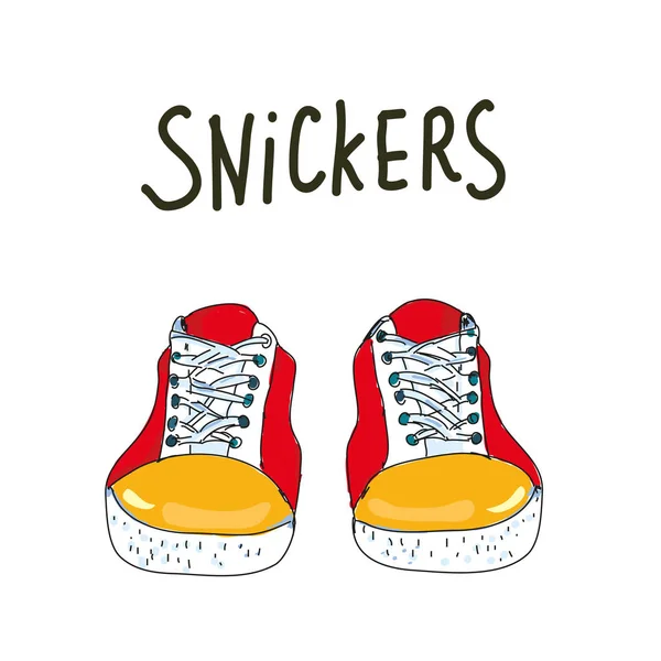 Snickers Fondo Tarjeta Estilo Incompleto Ilustración Gráfica Vectorial — Vector de stock