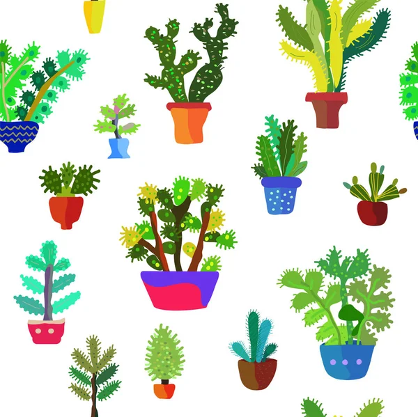 Motivo Senza Cuciture Dei Cactus Design Dettagliato Illustrazione Grafica Vettoriale — Vettoriale Stock