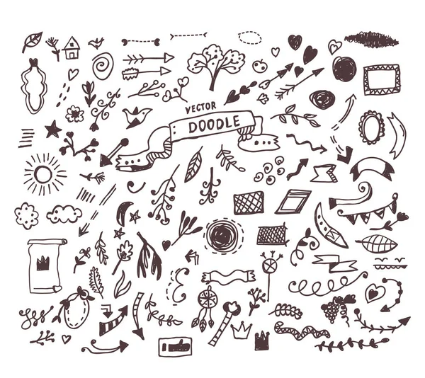 Doodle Set Ilustração Estilo Esboçado Gráfico Vetorial — Vetor de Stock
