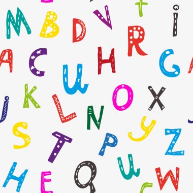 Alfabe sorunsuz desen. Vektör grafik illüstrasyon