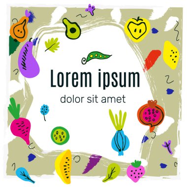 Vegan menü için arka plan, vektör grafik illüstrasyon