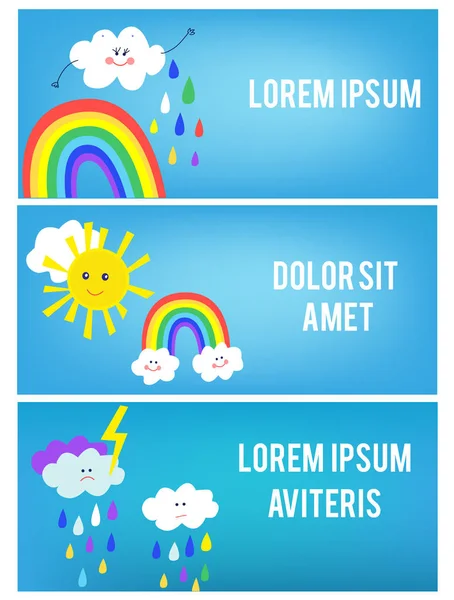 Rainbow banners set, funny design. Vector graphic illustration