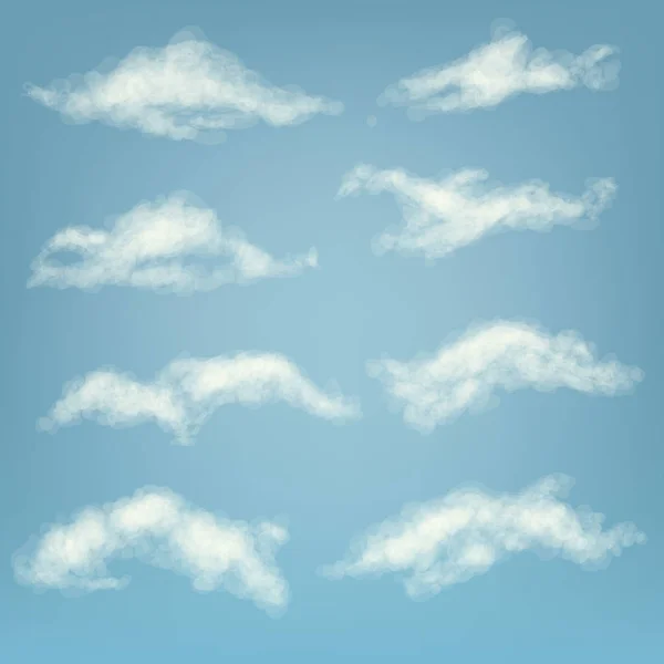 Облака, установленные в небе. Векторная иллюстрация — стоковый вектор