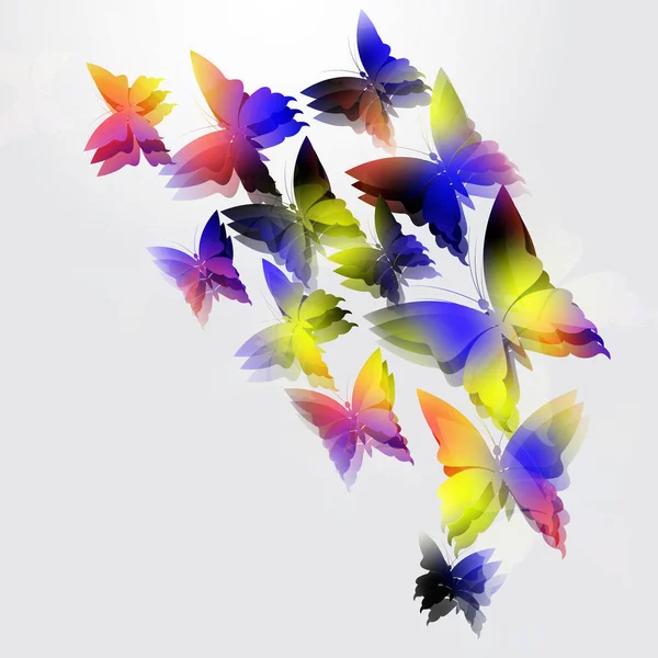 Glödande Vektor Fjärilar Vit Bakgrund Abstrakt Design — Stock vektor