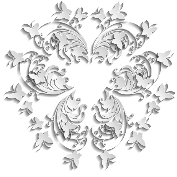 Fond Vectoriel Floral Abstrait Avec Des Fleurs Papier Papillons — Image vectorielle