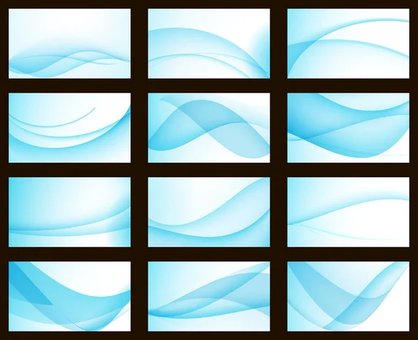 一套蓝色五颜六色的矢量波模板 空白为名片 种类盖子 小册子和原始的介绍背景 — 图库矢量图片