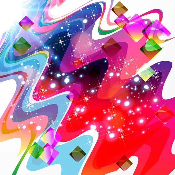 Diseño Abstracto Del Color Fondo Futurista Con Ondas Estrellas Ilustración — Vector de stock