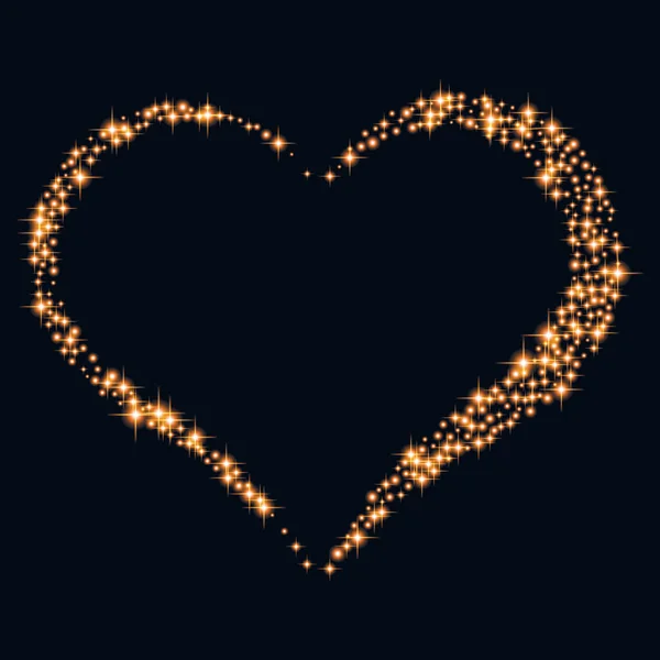 Abstract Design Heart Glowing Sparkling Particles Black Background Vector Illustration — Stock Vector