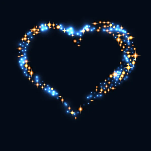Abstract Design Blue Glitter Particles Heart Shape Glowing Sparkling Particles Stock Illustration