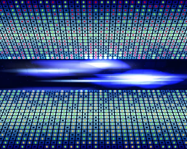 仮想化技術青い色光の抽象的な背景のコンピューター生成画像 幾何学デザイン 発光ブロックのポータル デジタル技術のコンセプトです ベクトル図 — ストックベクタ