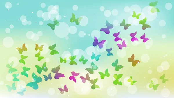 Abstract background with colored flying butterflies. — Stock Vector