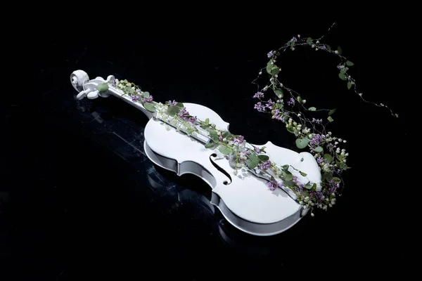 ヴァイオリンと花 — ストック写真