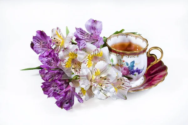 Tè e fiori — Foto Stock