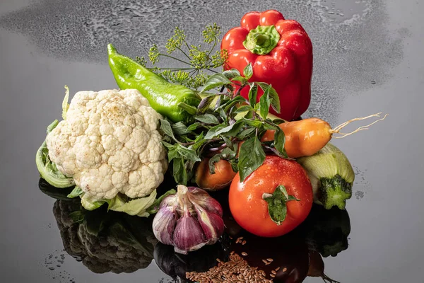 Zelenina na skle — Stock fotografie