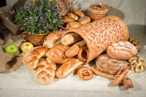 Bodegón con pan — Foto de Stock