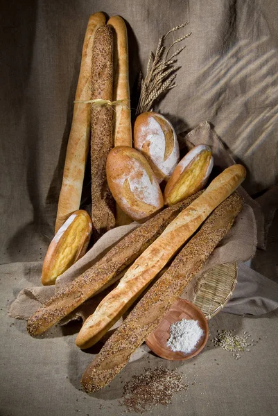 Natureza morta com pão — Fotografia de Stock