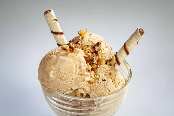 Glass Icecream Cookies Studio Background — Stock Photo, Image