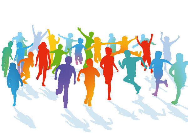 Hilarious kids run and jump