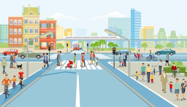 Yol Kavşağı Yaya ve araç trafiği, illüstrasyon