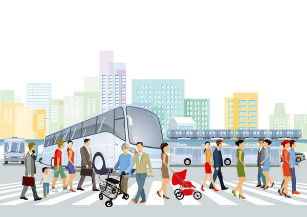 Public Transport Pedestrians — Stock Vector