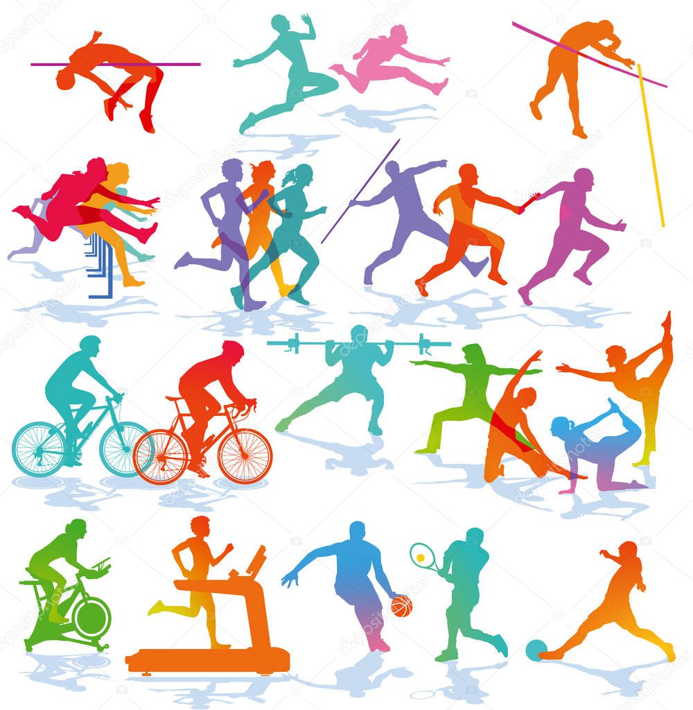 athletes, fitness, athletics illustration