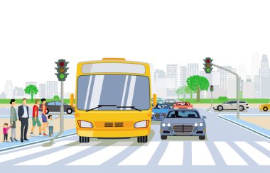 Yaya ile trafik ve yaya geçidi