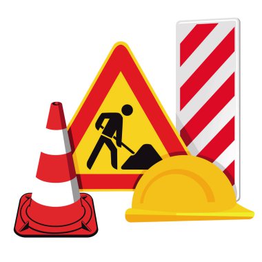 İnşaat alanında kapanma, uyarı, uyarı işaretleri trafik