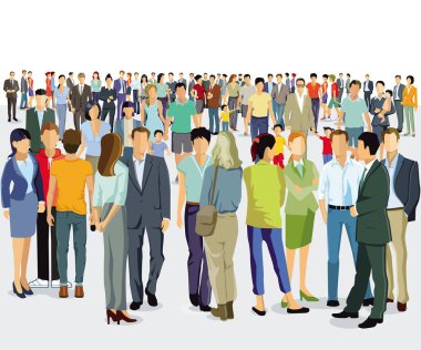 Kalabalık, büyük insan Communityillustration