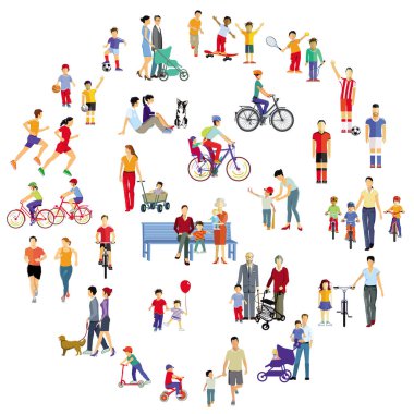 Boş zaman ücretsiz etkinlik, illüstrasyon ailelerde