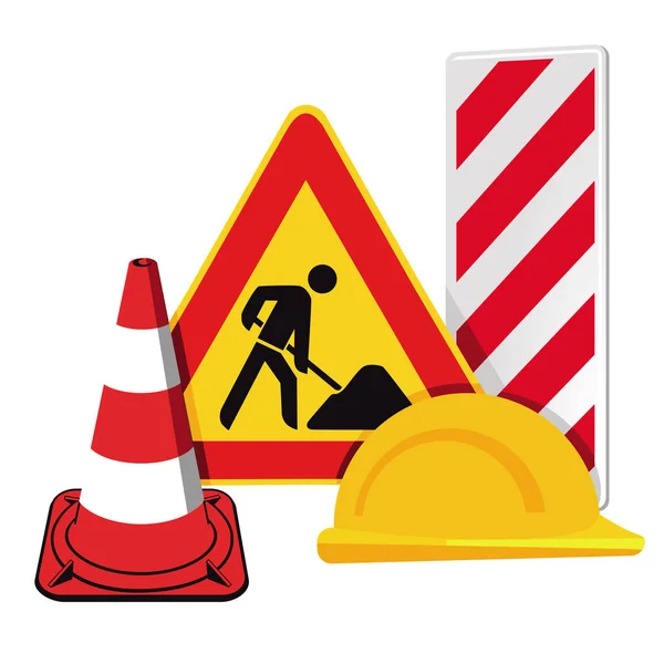 Construction Site Shut Traffic Warning Warning Signs — Stock Vector