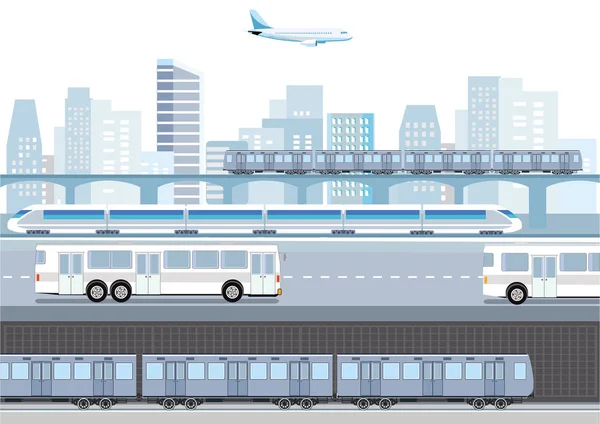 Transporte Una Gran Ciudad Ilustración — Vector de stock